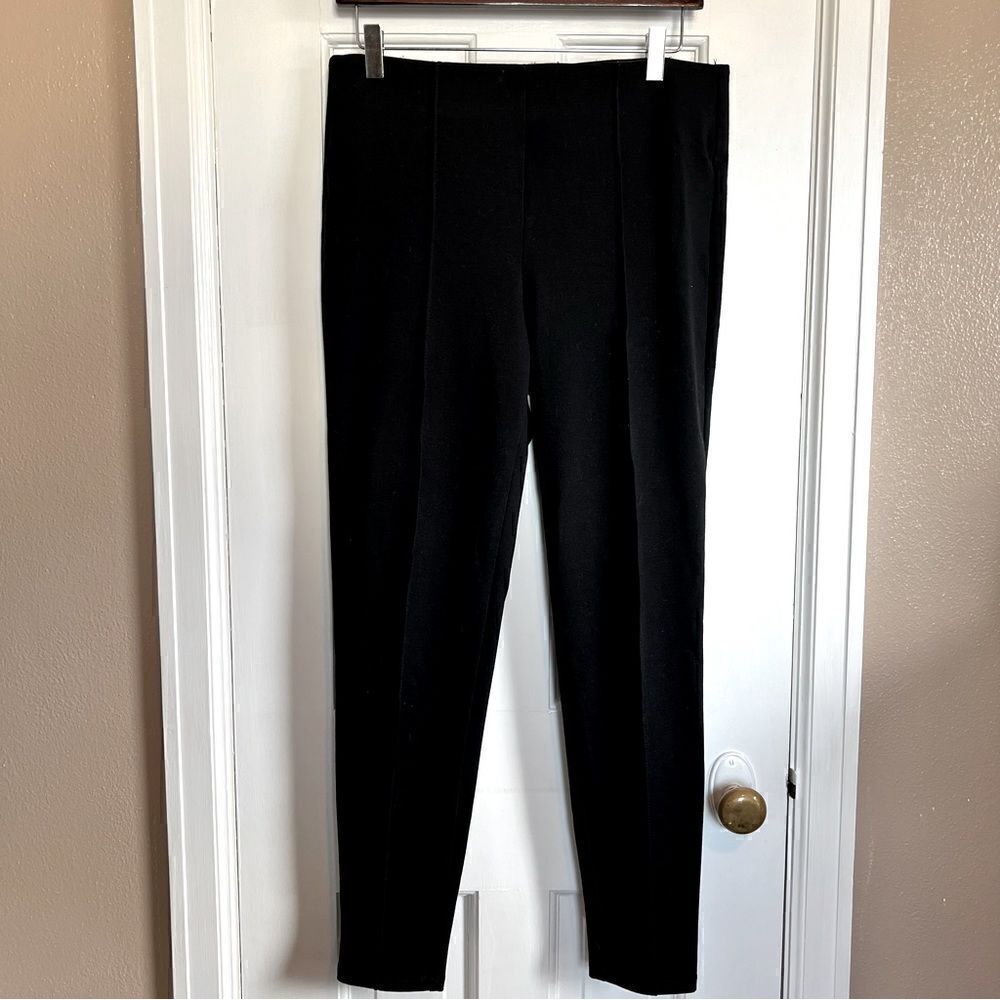 Worthington Pants Medium Black High Rise Pleated Skinny Leg Pull On Casual